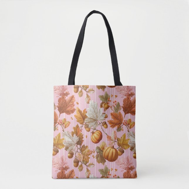 Autumn Leaves & Pumpkins Seamless Pattern Tote Bag (Front)