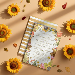 Autumn Leaves Pumpkins Wedding Rehearsal Dinner Invitation
