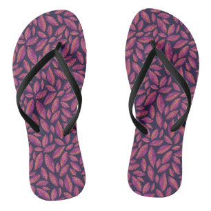 Autumn Leaves Purple Flip Flops
