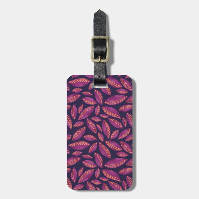 Autumn Leaves Purple Luggage Tag (Front Vertical)