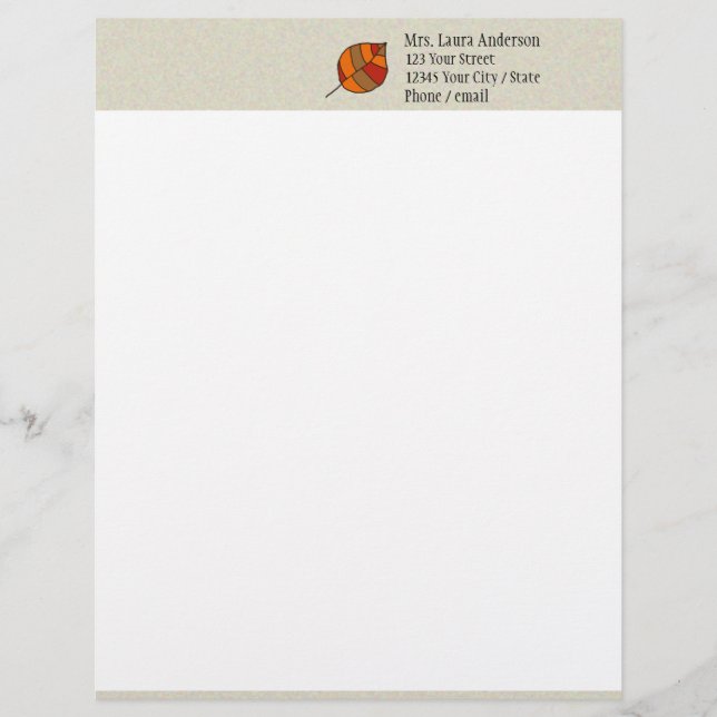 Autumn Leaves Red Custom Letterhead (Front)