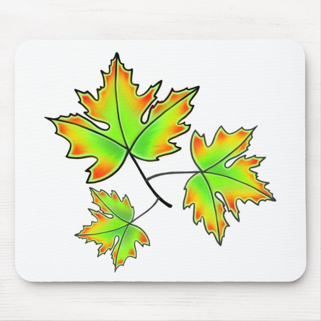 Autumn leaves red green orange leaves mouse mat (Front)