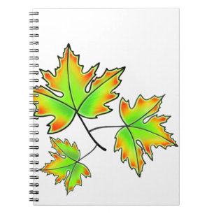 Autumn leaves red green orange leaves notebook
