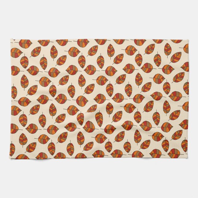 Autumn Leaves Red Leaf Pattern on any Colour Tea Towel (Horizontal)
