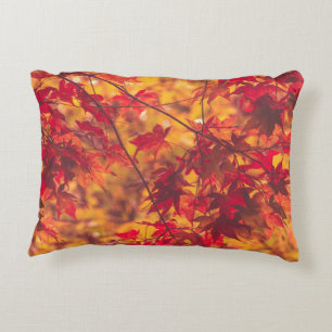 Autumn Leaves Red Nature Cotton Decorative Cushion