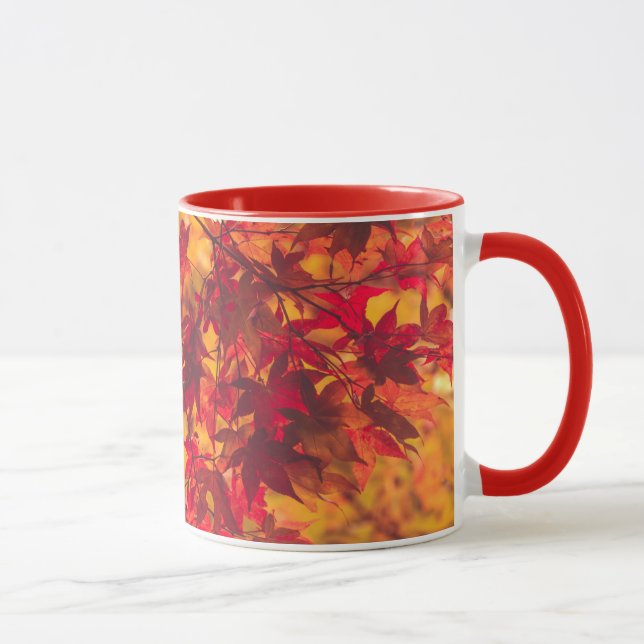 Autumn Leaves Red Nature Mug (Right)