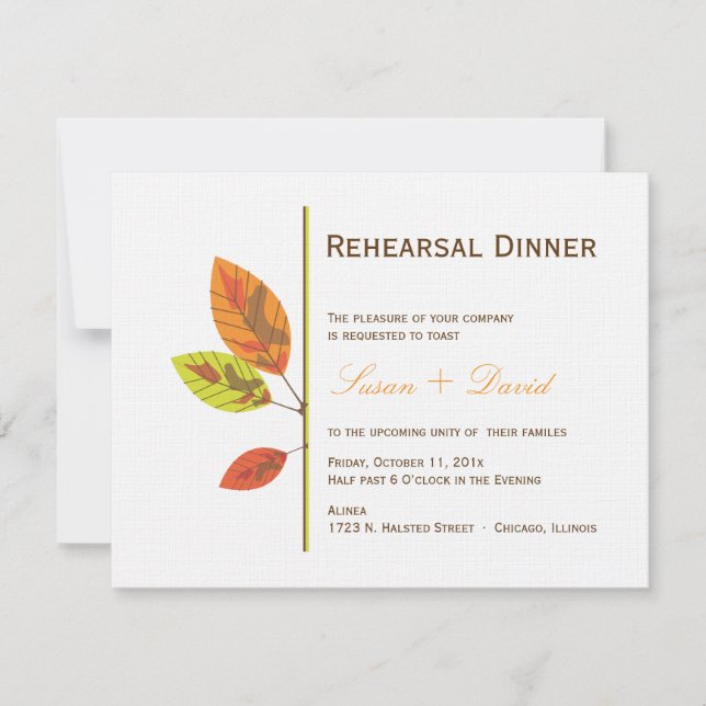 Autumn Leaves Rehearsal Dinner Invitation (Front)