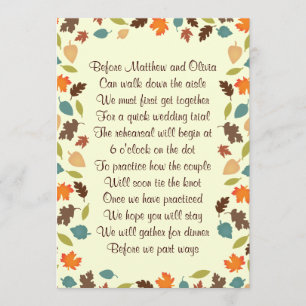 Autumn Leaves Rehearsal Dinner Poem Invitations