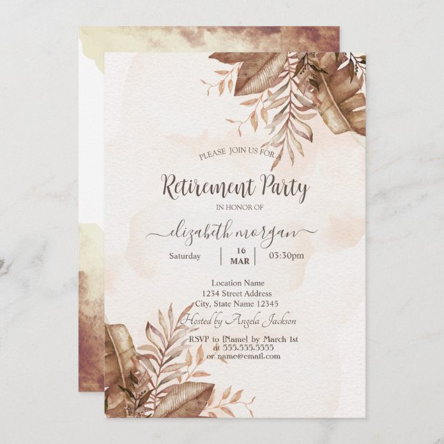 Autumn Leaves Retirement Party Invitation (Front/Back)