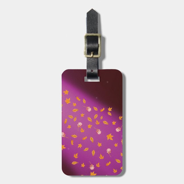 Autumn Leaves & Roses Luggage Tag (Front Vertical)