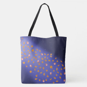 Autumn Leaves & Roses Night Sky Tote Bag