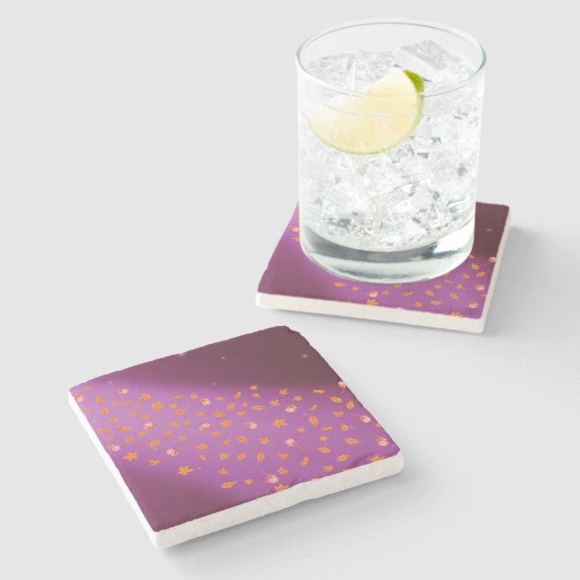 Autumn Leaves & Roses  Stone Coaster (Side)