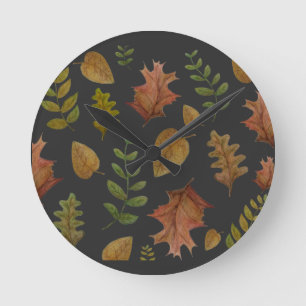 Autumn leaves round clock
