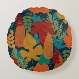Autumn leaves round cushion