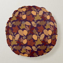 Autumn Leaves Round Throw Pillow