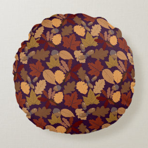 Autumn Leaves Round Throw Pillow
