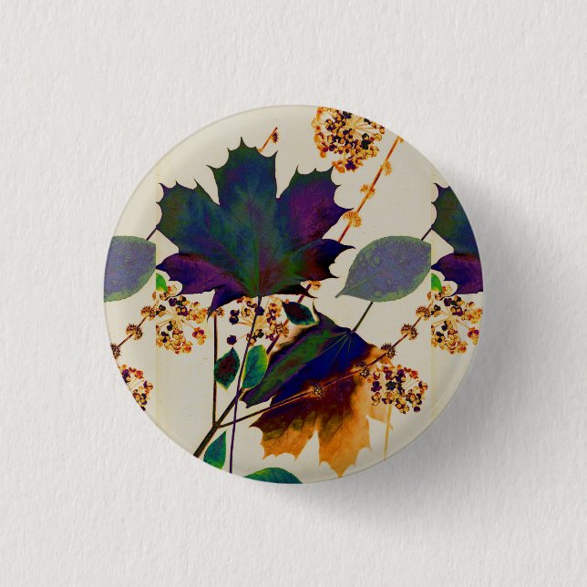 Autumn Leaves Royal Colours 3 Cm Round Badge (Front)