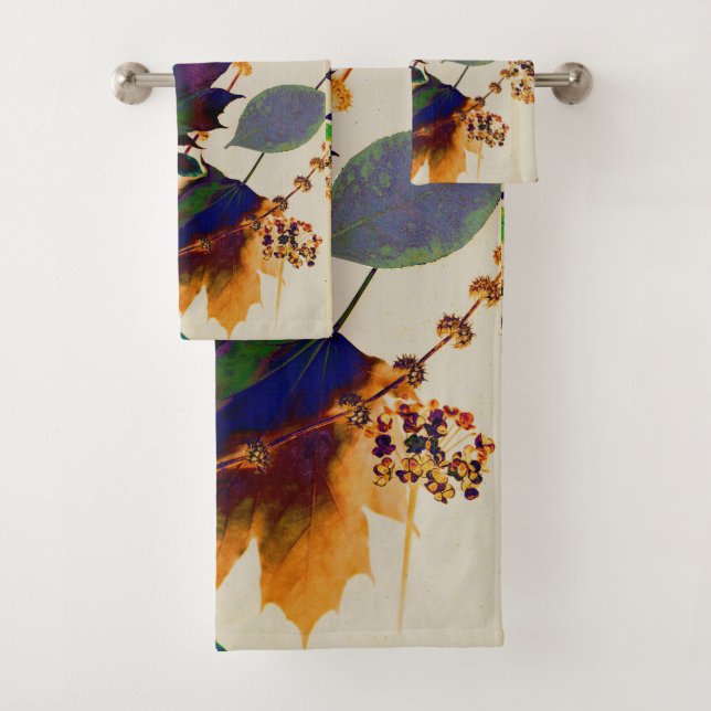 Autumn Leaves Royal Colours Bath Towel Set (Insitu)