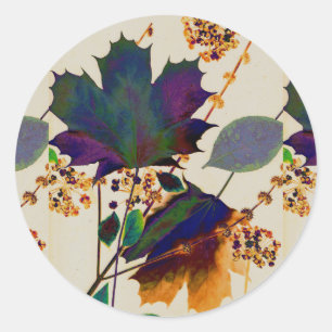 Autumn Leaves Royal Colours Classic Round Sticker