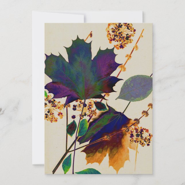 Autumn Leaves Royal Colours Flat Thank You Card (Front)