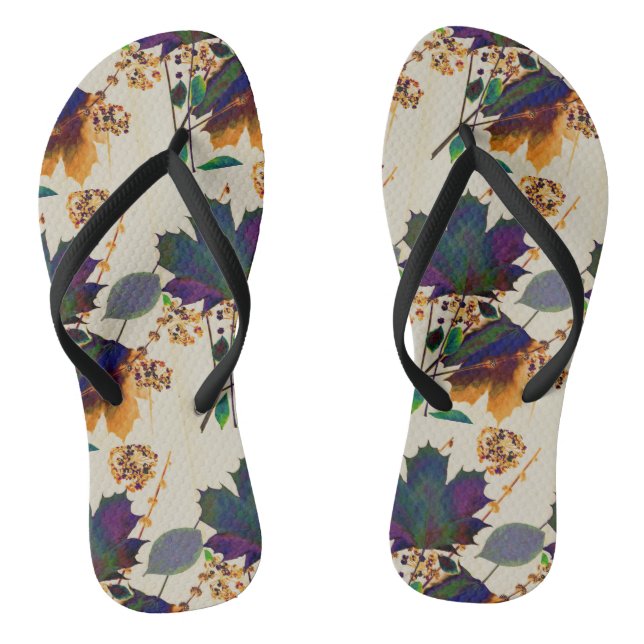 Autumn Leaves Royal Colours Flip Flops (Footbed)
