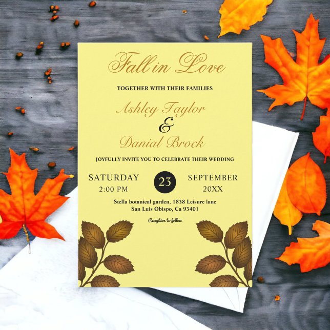 Autumn Leaves Rustic Boho Chic Fall Floral Wedding Invitation (Creator Uploaded)