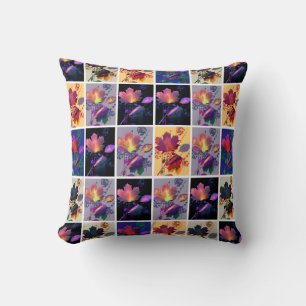 Autumn Leaves Rustic Colourful Patchwork Cushion