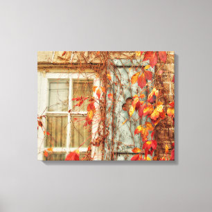 Autumn Leaves Rustic Country Canvas Print