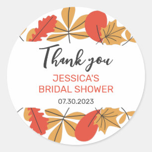 Autumn Leaves Rustic Fall Season Bridal Shower Classic Round Sticker