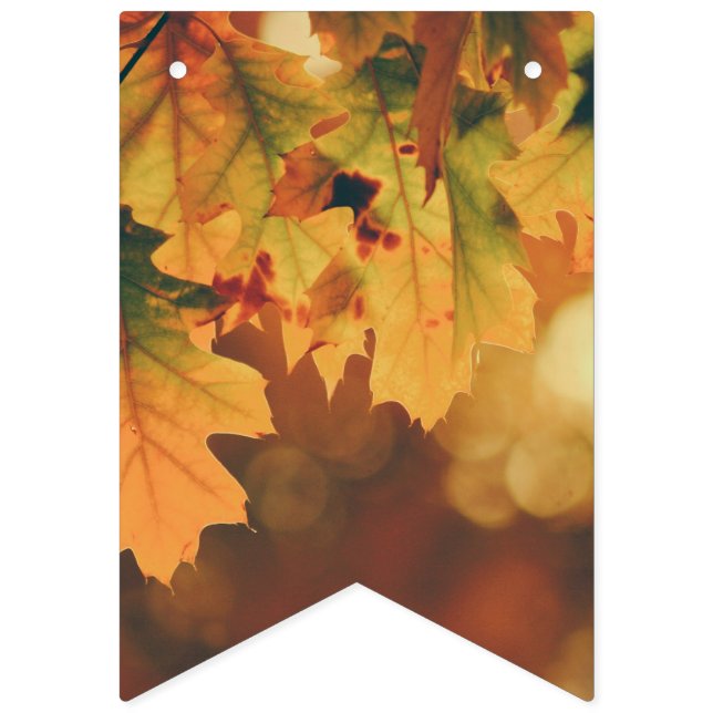 Autumn Leaves Rustic Party Bunting Flags (First Flag)