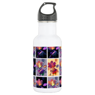 Autumn Leaves Rustic Patchwork Quilt Collage 532 Ml Water Bottle
