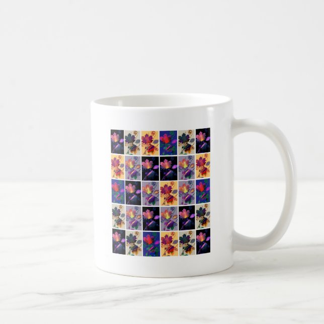 Autumn Leaves Rustic Patchwork Quilt Collage Coffee Mug (Right)