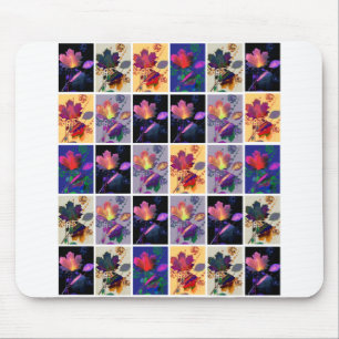 Autumn Leaves Rustic Patchwork Quilt Collage Mouse Mat