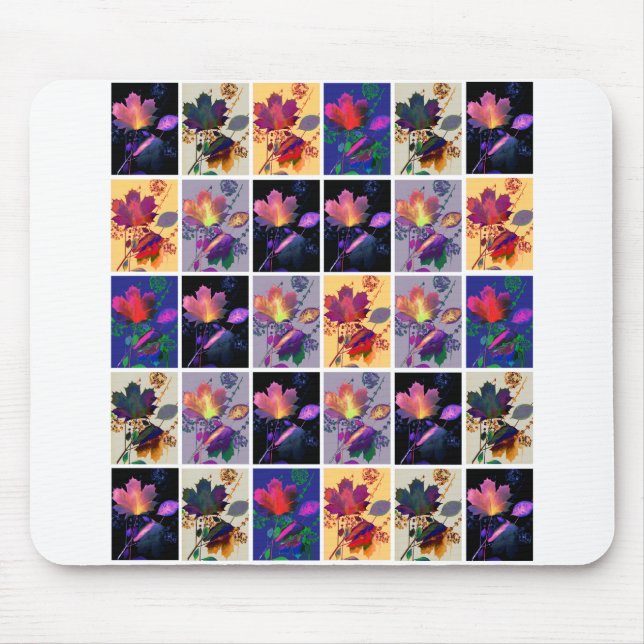 Autumn Leaves Rustic Patchwork Quilt Collage Mouse Mat (Front)