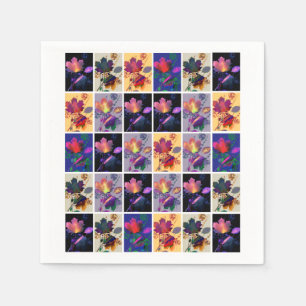 Autumn Leaves Rustic Patchwork Quilt Collage Napkin