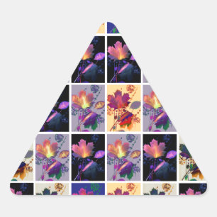 Autumn Leaves Rustic Patchwork Quilt Collage Triangle Sticker