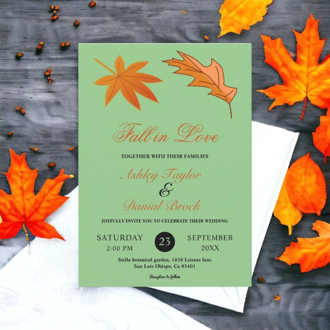 Autumn Leaves Rustic Sage Fall Floral Wedding Invitation (Creator Uploaded)