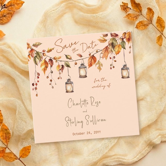 Autumn Leaves Rustic Watercolor Elegant Wedding Invitation (Creator Uploaded)