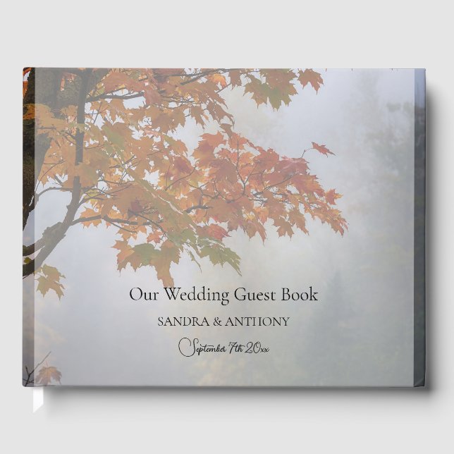 Autumn Leaves Rustic Wedding Guest Book (Front)