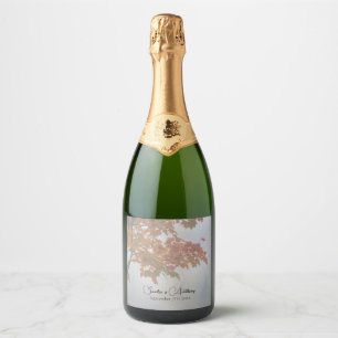 Autumn Leaves Rustic Wedding Sparkling Wine Label