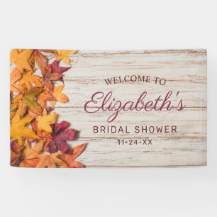 Autumn Leaves Rustic Wood Bridal Shower Banner