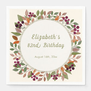 Autumn Leaves Sage Green 82nd Birthday Napkin