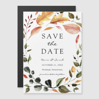 Autumn Leaves Save the Date Magnetic Invitation