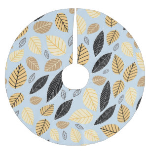 Autumn Leaves: Seamless Blue Background Brushed Polyester Tree Skirt