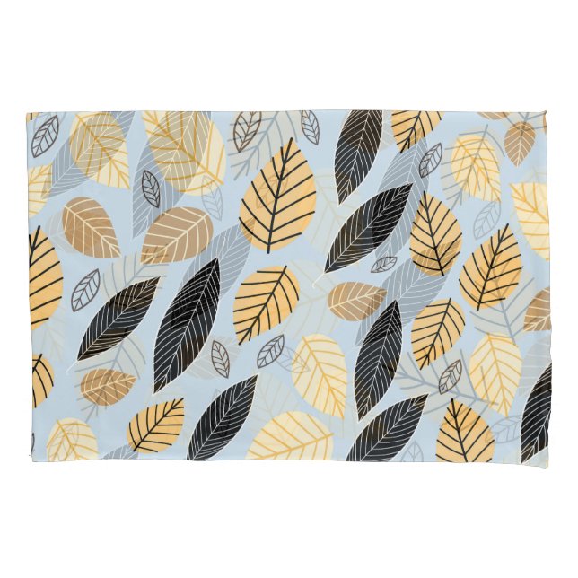 Autumn Leaves: Seamless Blue Background Pillowcase (Front)