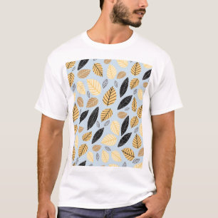 Autumn Leaves: Seamless Blue Background T-Shirt