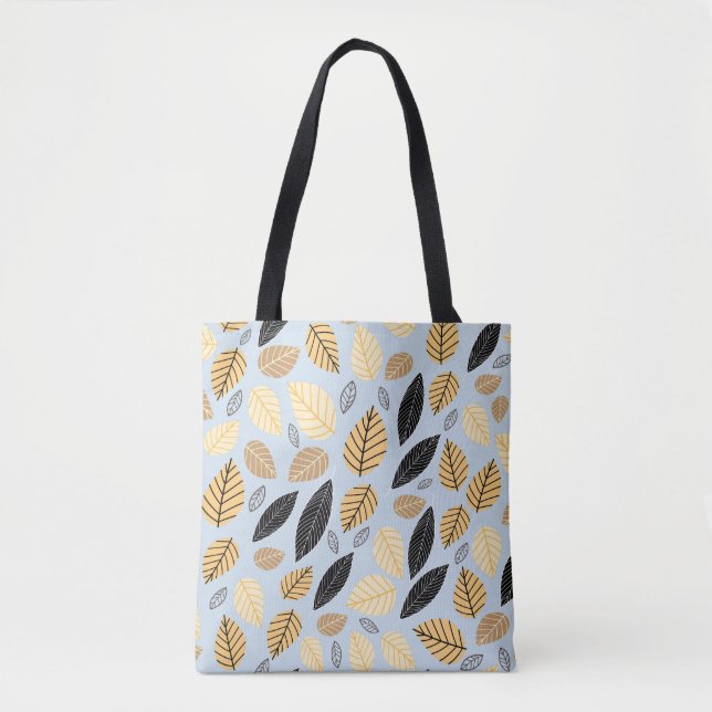 Autumn Leaves: Seamless Blue Background Tote Bag (Front)