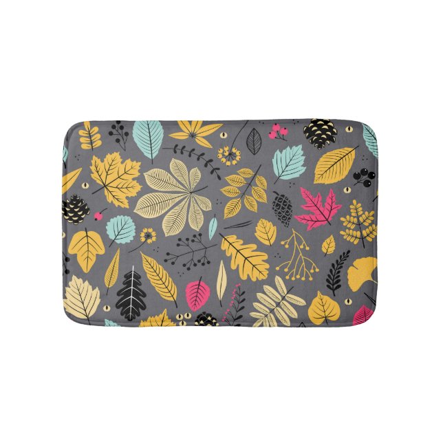 Autumn Leaves: Seamless Dark Pattern Bath Mat (Front)