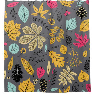 Autumn Leaves: Seamless Dark Pattern Shower Curtain