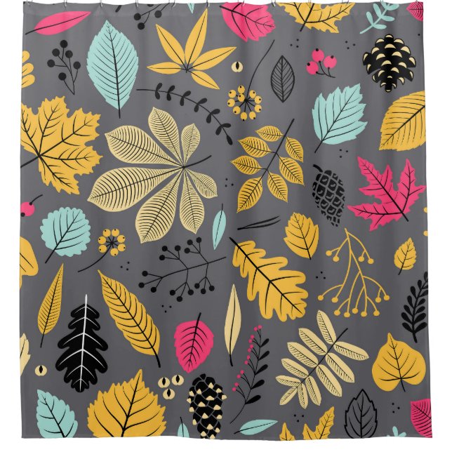 Autumn Leaves: Seamless Dark Pattern Shower Curtain (Front)